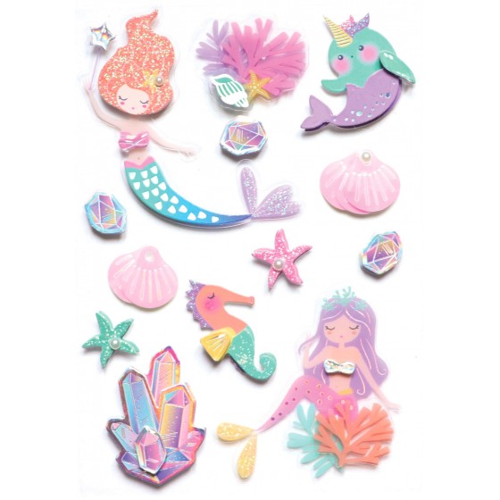 13 stickers effet 3D "Sirènes"