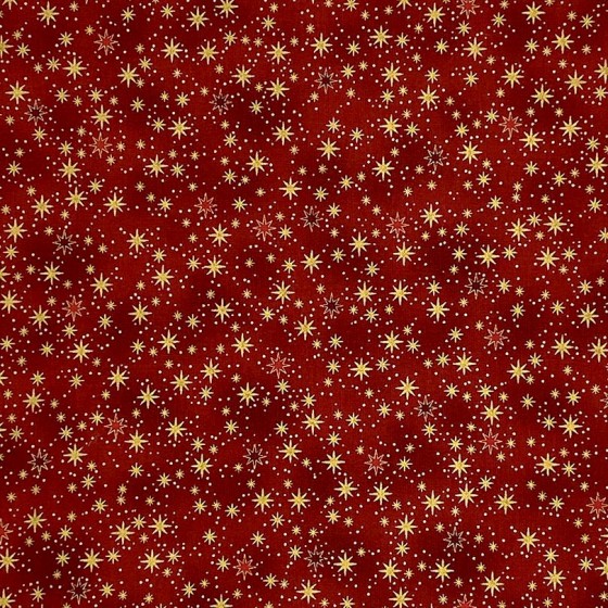 Coupon Stof Fabrics Rouge "Etoiles dorées"