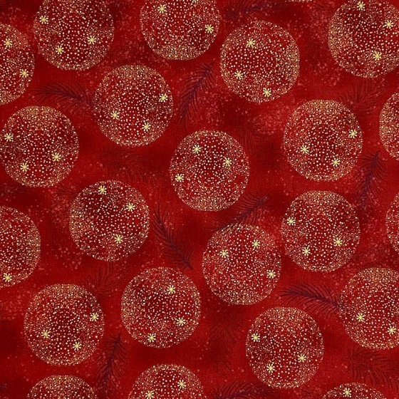 Coupon Stof Fabrics  Rouge "Boules de Noël"