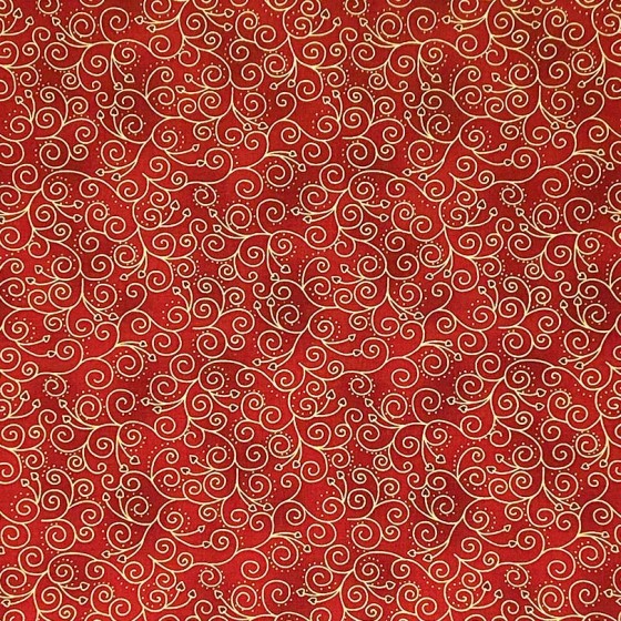 Coupon Stof Fabrics Rouge "Minis cœurs dorés"
