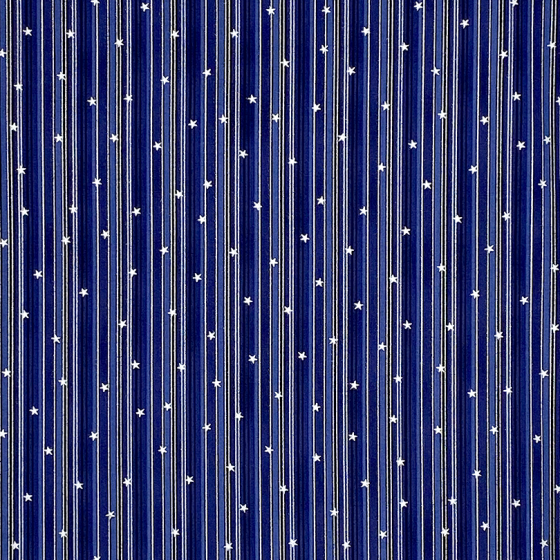 Coupon Stof Fabrics Bleu nuit "Rayé et étoilés"
