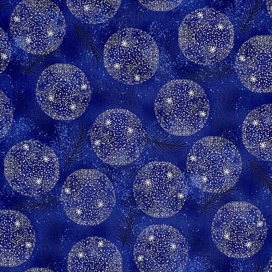 Coupon Stof Fabrics Bleu nuit "Boules de Noël"