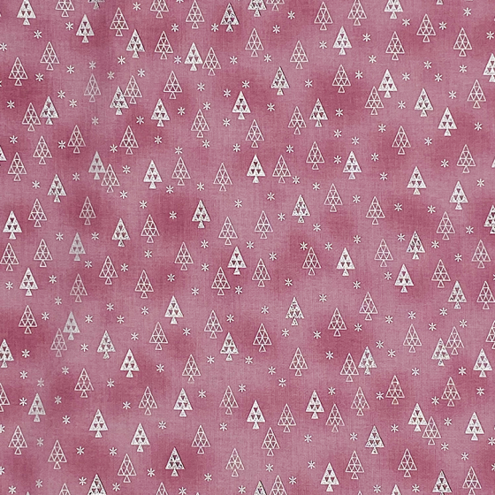 Coupon Stof Fabrics Vieux rose "Sapins argentés"