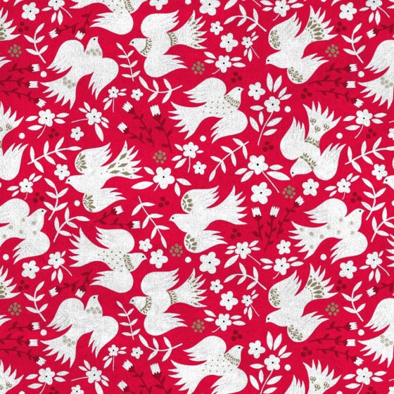 Tissu Dashwood coton/métal "Starlit Hollow Red Métallic"