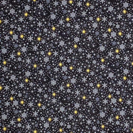 Coupon Stof Fabrics Noir "Etoiles dorées"