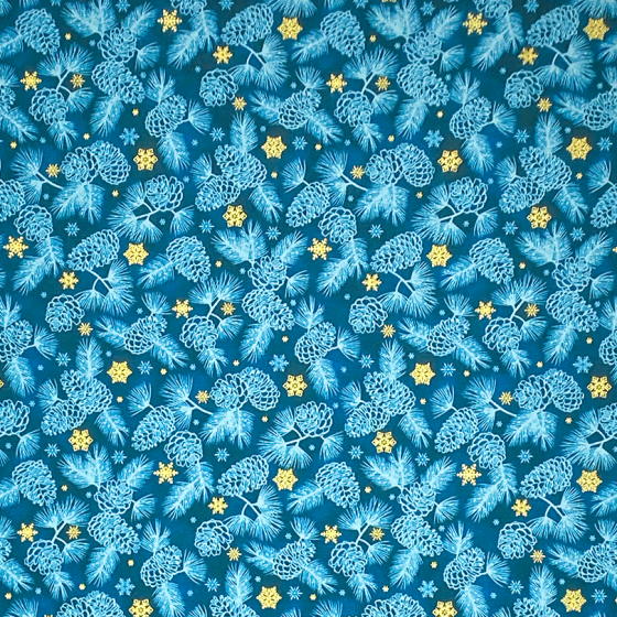 Coupon Stof Fabrics Turquoise "Pommes de Pin"