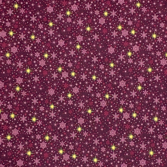 Coupon Stof Fabrics Bordeaux "Etoiles dorées"