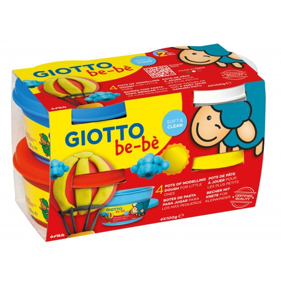 Pâte à jouer GIOTTO Be-Bè (Rouge, Jaune, Blanc, Bleu)