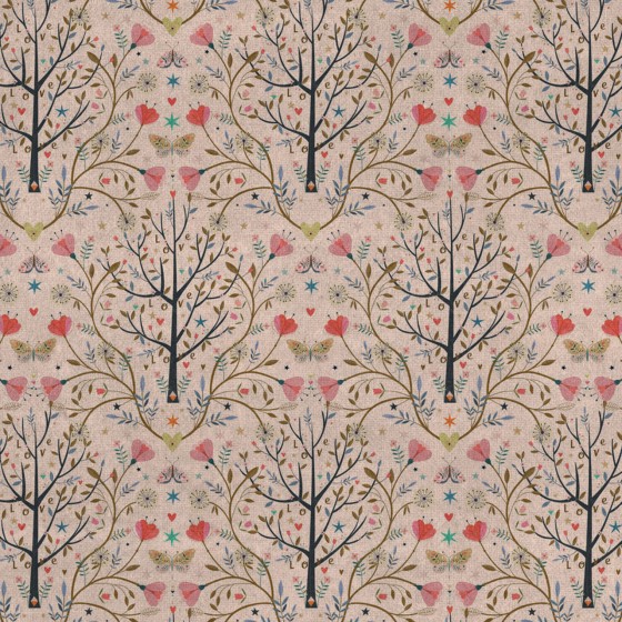 Tissu DASHWOOD coton " Tree of Life" Rose pâle