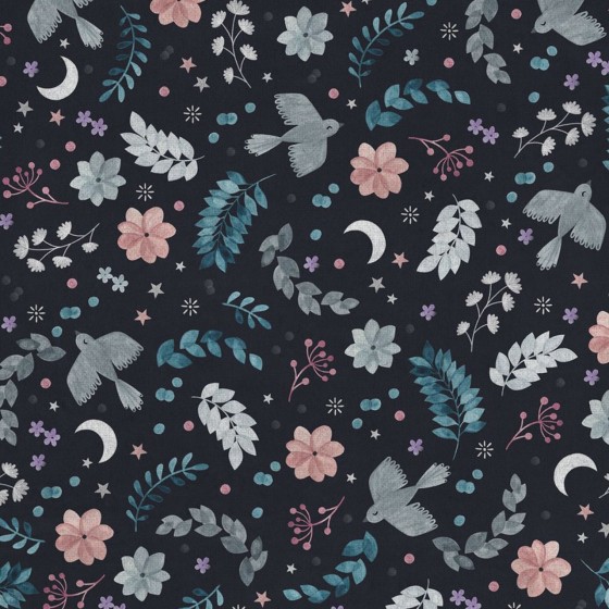 Tissu Daswhood coton "Nightfall" Bleu nuit