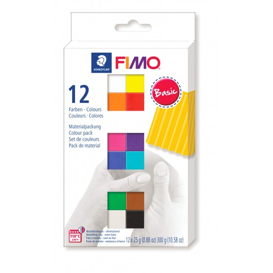 Coffret FIMO "Soft" : couleurs basiques 12 demi blocs X25gr