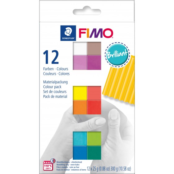 Coffret FIMO "Soft" : couleurs brillantes 12 demi blocs 12X25 gr