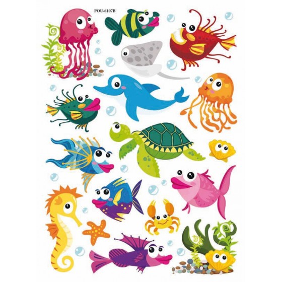 Stickers 3D gel "Animaux aquatiques"