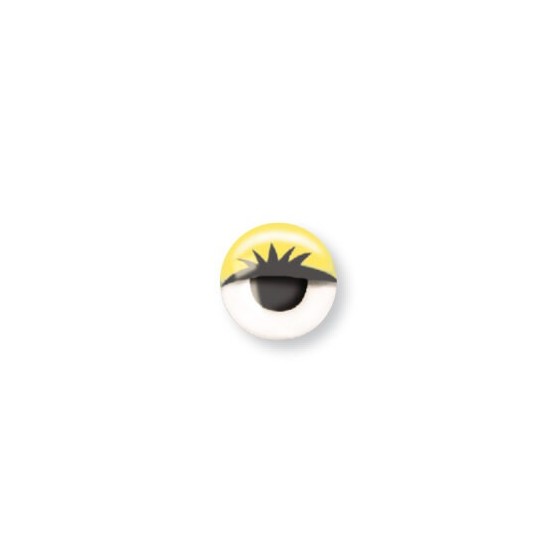 Sachet de 10 yeux jaunes avec cils 10mm