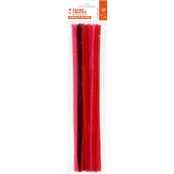 Sachet de 20 brins de chenille " Assortiment de rouge" 6 mm